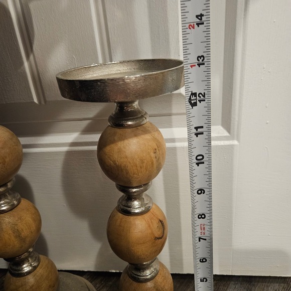 Wood Bead Candle Holders - Set of 2 - Farmhouse Decor - Home Decor‎ - Picture 6 of 9